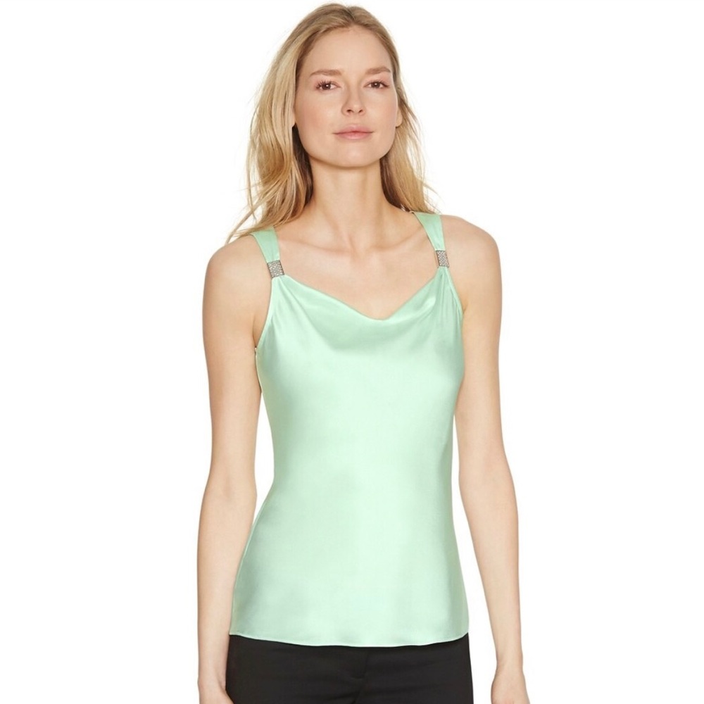 WHBM Sleeveless Cowl Neck Shell Top. Silk. XL